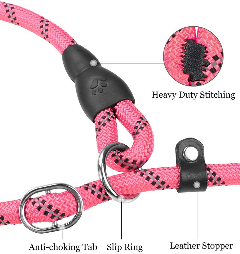 TagME Slip Leads for Dogs, 6 FT Heavy Duty Slip Leash with Padded Handle, Strong Rope No Pull Pet Training Leash for Large Dogs,Pink - Image 4